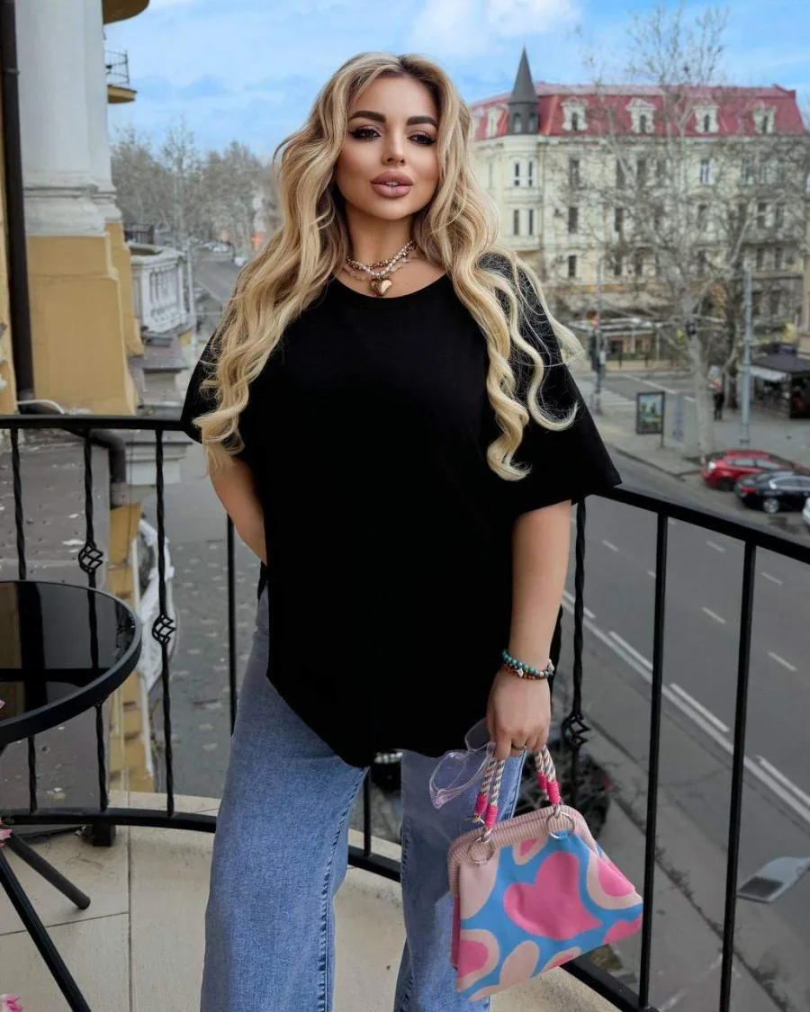 Футболка оверсайз удлинённая из кулира