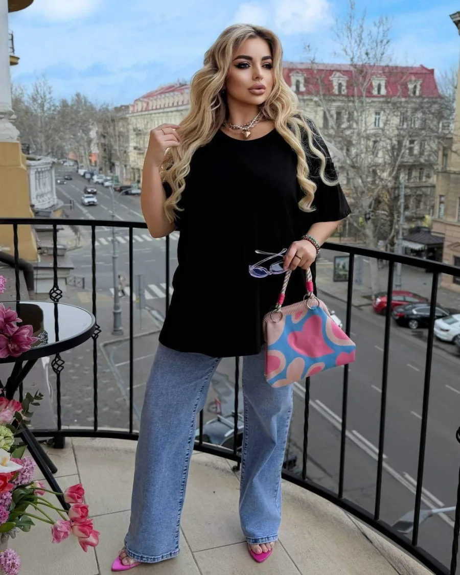 Футболка оверсайз удлинённая из кулира