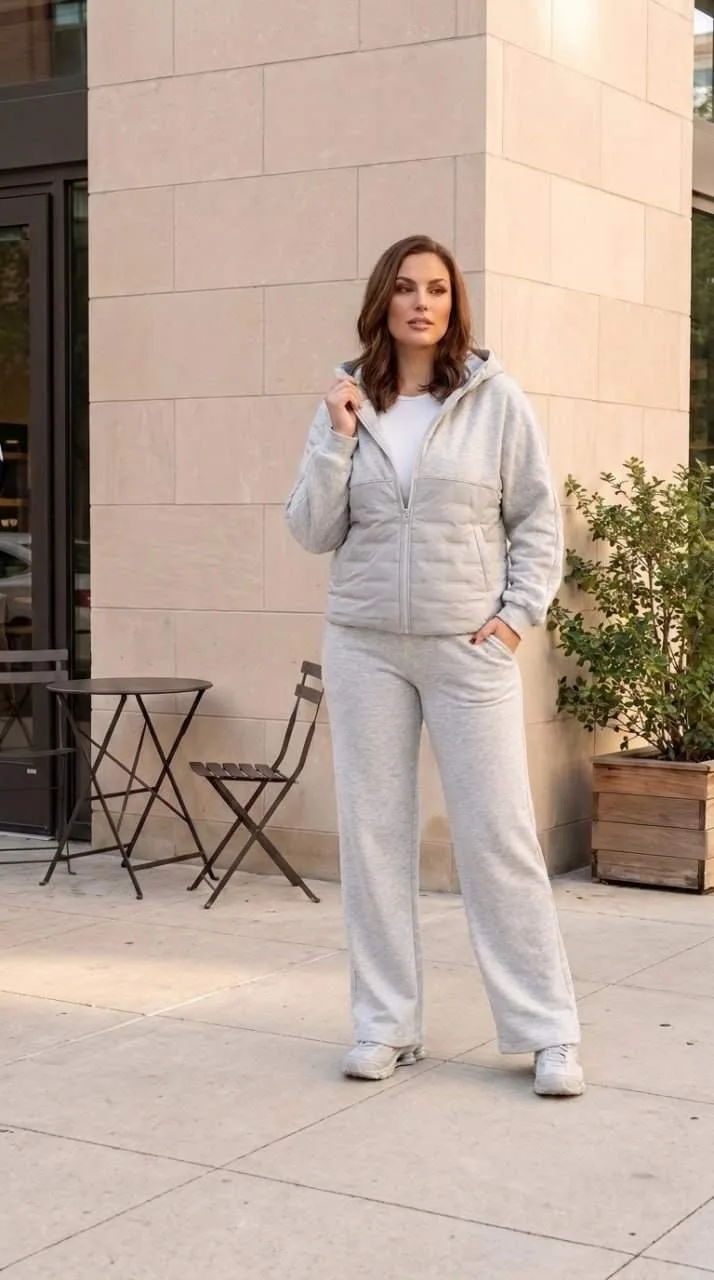 Костюм жіночий утеплений з кофтою на блискавці та штанами палаццо