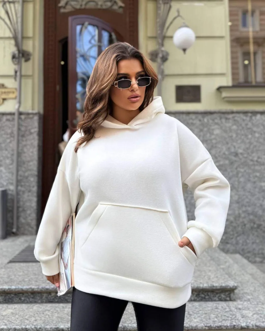 Худі оверсайз з капюшоном із тринитки на флісі