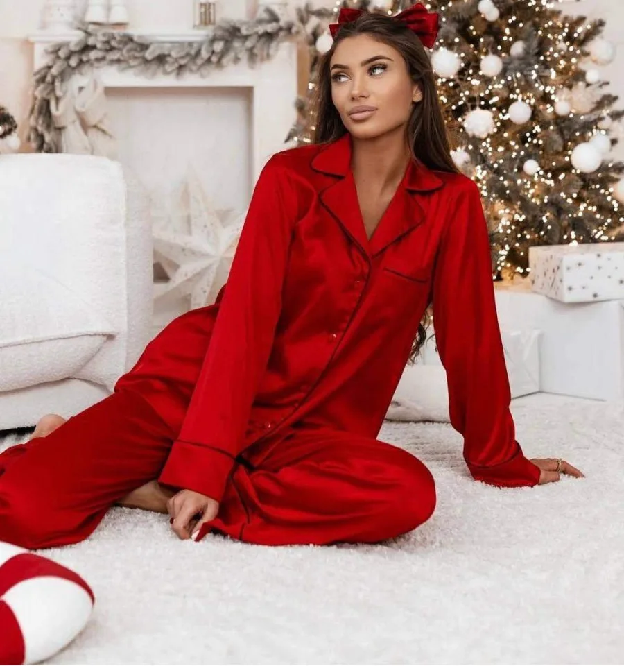 Пижама шелковая с рубашкой и брюками