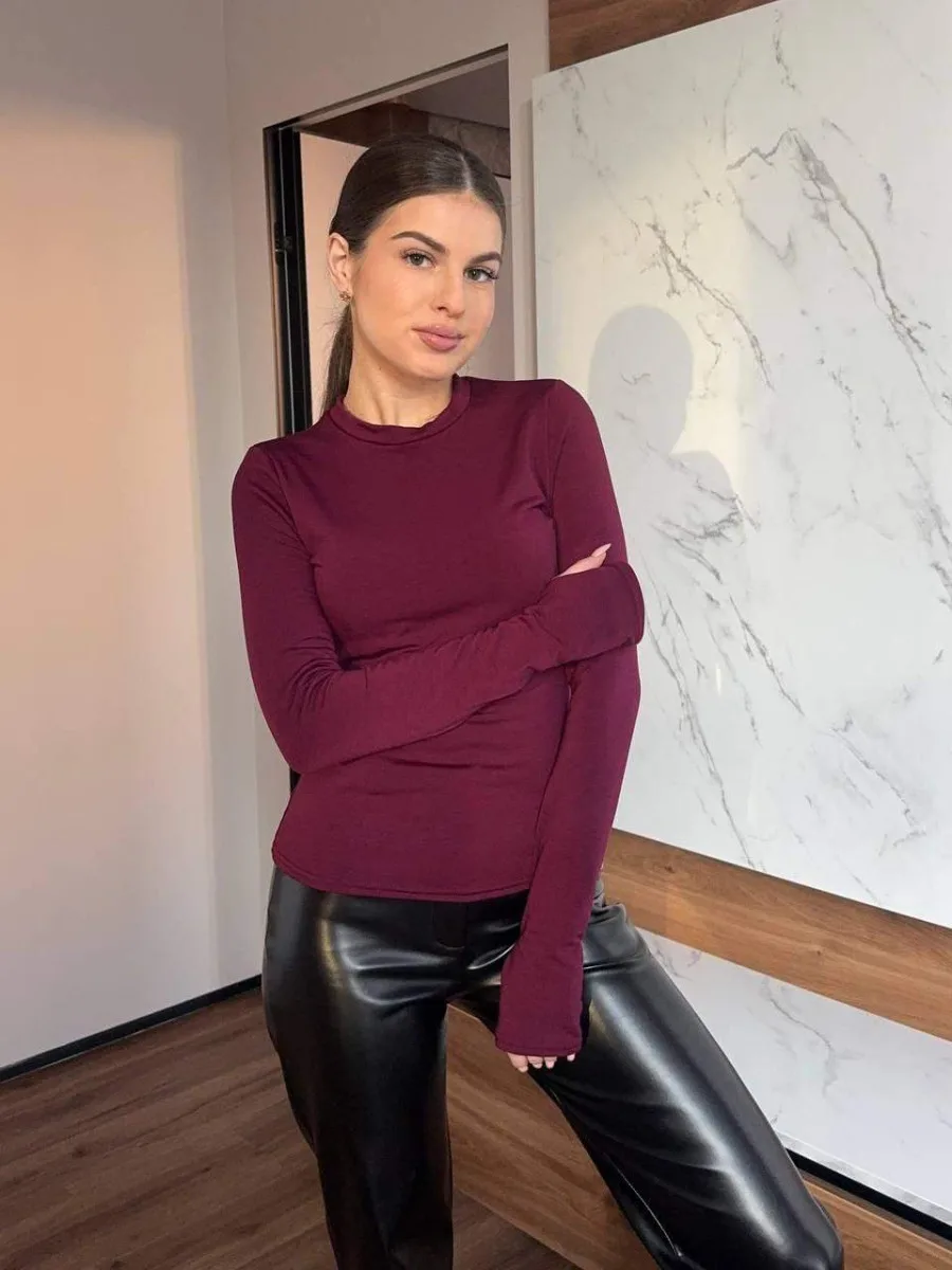 Женский лонгслив с начесом из вискозы