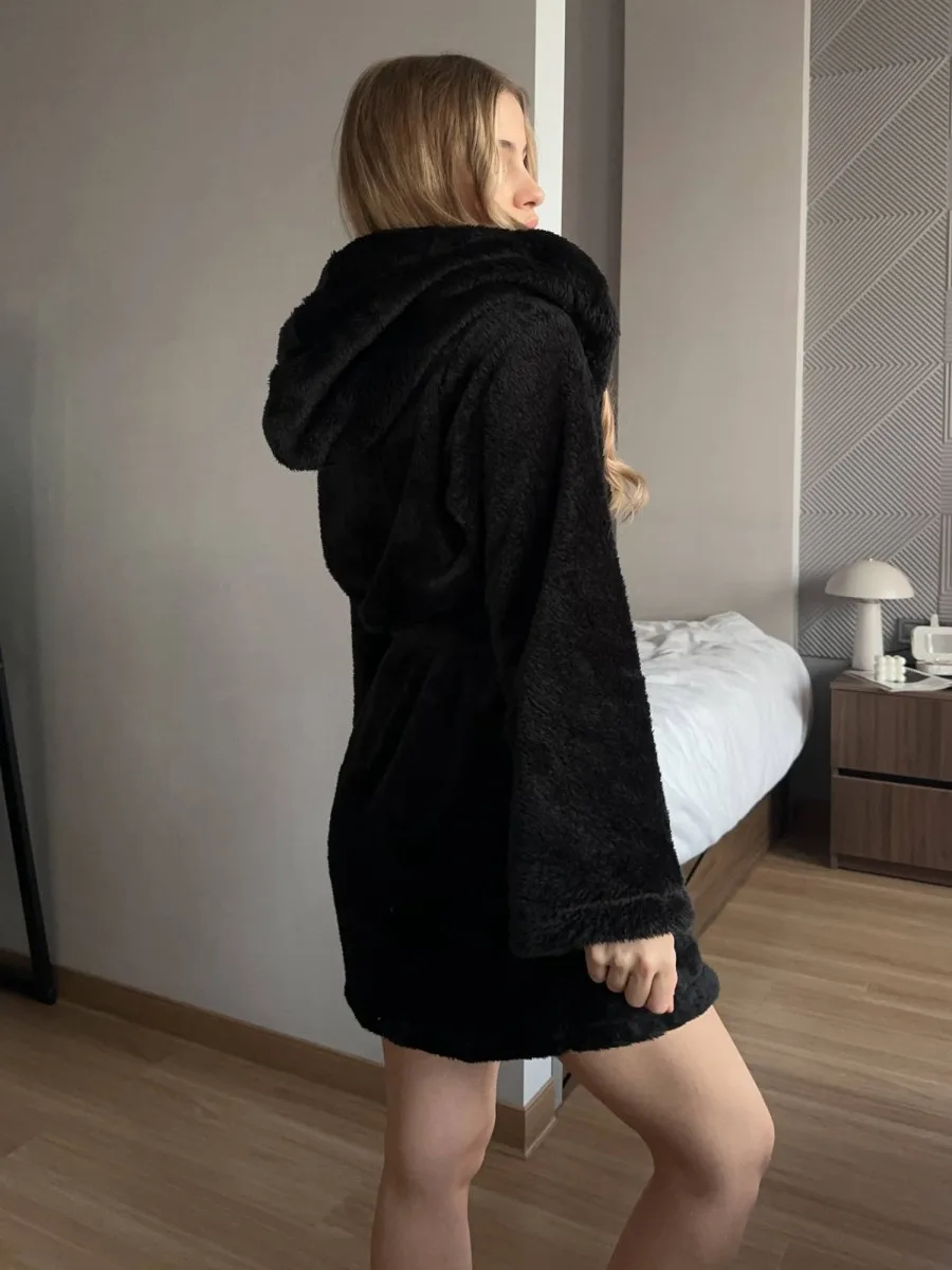 Халат жіночий махровий з капюшоном